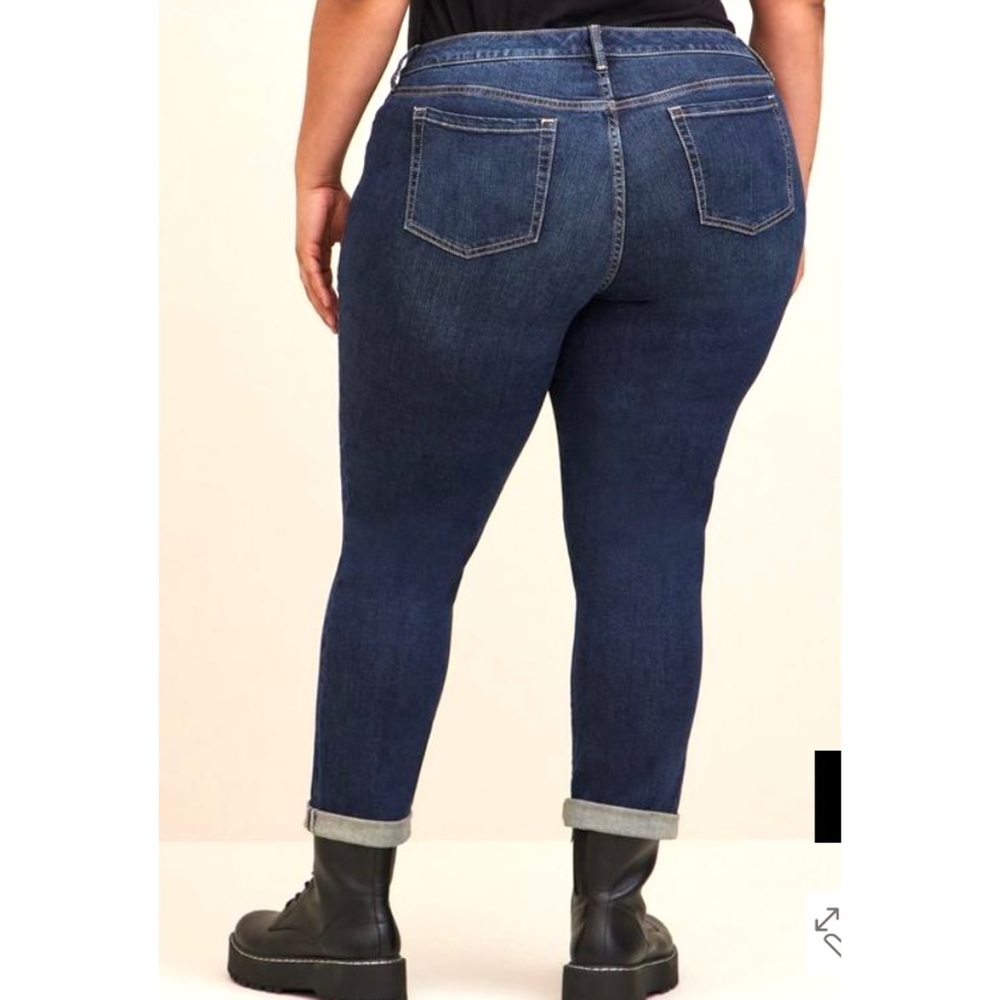 TORRID BOYFRIEND STRAIGHT VINTAGE STRETCH MID RISE JEANS 20R DARK WASH RETRO Y2K - Picture 5 of 15